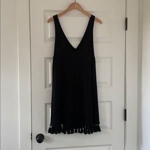 Black fringe swim coverup